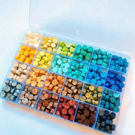 1200Pcs Colour Sealing Wax Mix Metallic Stick Beads Stamp Seal Candle Envelope 1Box Macaron and1Box bluegreen