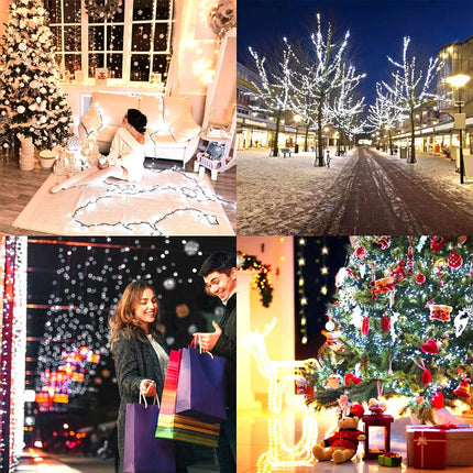 Solar Christmas String Lights Outdoor Waterproof LED Garden White 8 Modes