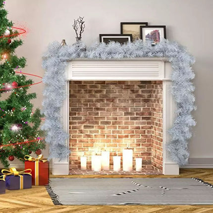 2.7m/9ft Artificial Pine White Christmas Garland Xmas Tree Fireplace Decorations