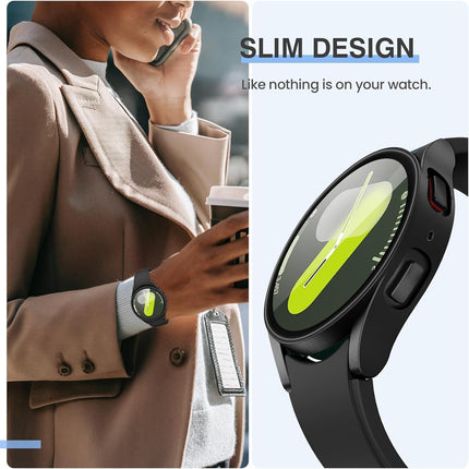Black For Samsung Galaxy Watch 6 Case Screen Protector Clear 44mm Cover