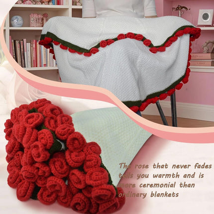 Handmade Crochet Flower Bouquet Blanket Birthday Wedding Valentine’s Day Gift