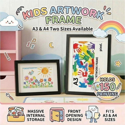 A3 A4 Artists Frames Hold 150 Pictures Creative Art Wooden Artwork Display- Black