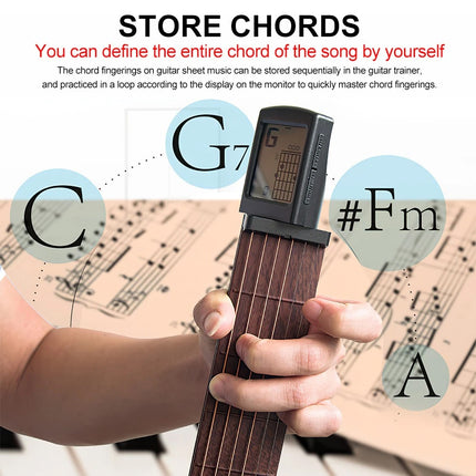 Pocket Guitar Chord Practice Tool Guitar Neck Trainer with Rotating Chord Chart