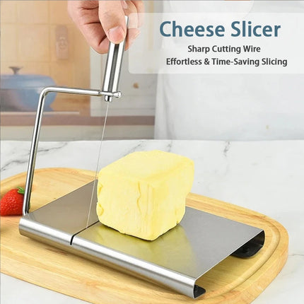 Cheese Wire Slicer Cutter with Stainless Steel Board for Precise Cheese Butter