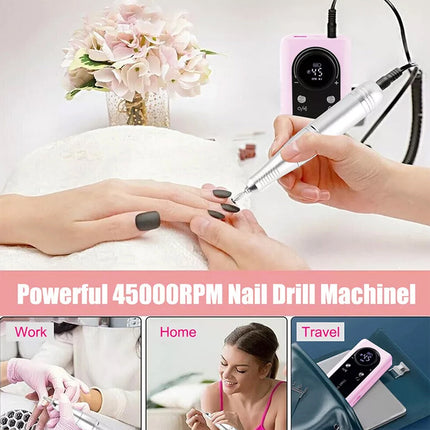 45000RPM Rechargeable Electric Nail Drill Machine Manicure Machine Portable - Image 10