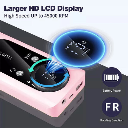 45000RPM Rechargeable Electric Nail Drill Machine Manicure Machine Portable - Image 4