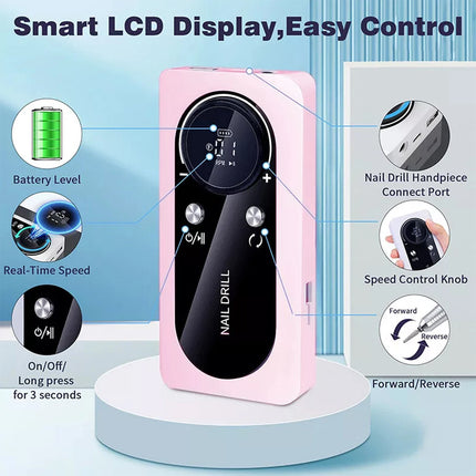 45000RPM Rechargeable Electric Nail Drill Machine Manicure Machine Portable - Image 8