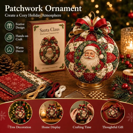 Christmas Classics Patchwork Ornament DIY Kit,Santa Claus  Patchwork Ornament Kit