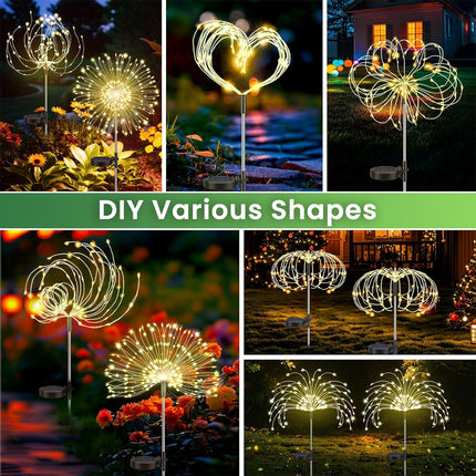 2Pack Solar Powered Garden Outdoor Lights Firework Yard Pathway Christmas Lights Warm