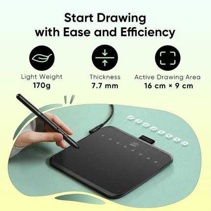 XP-Pen Deco 640 Graphics Tablet 16K Pressure Levels 16x9cm Drawing Area