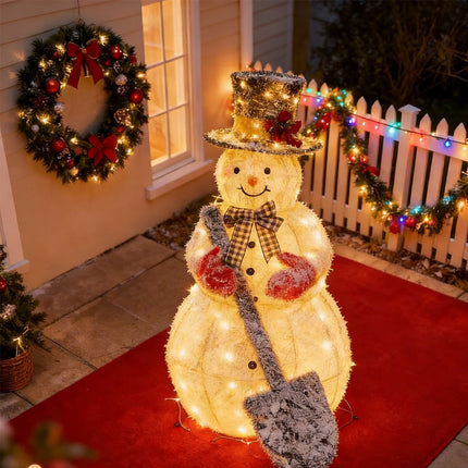 120cm Solar Powered Christmas Decoration Lights Snowman Metal Frame LED Light