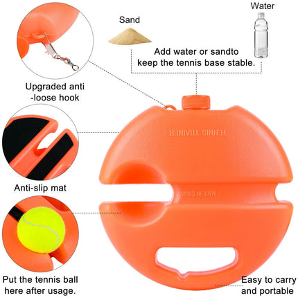 Single Solo Tennis Trainer Set Training Practice Rebound Balls w/ 3 String Balls