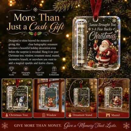 7Pcs Christmas Cash Gift Ornament, Acrylic Christmas Money Holder for Cash