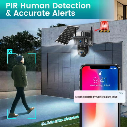 9MP Wireless Dual-Lens Outdoor Solar Security Camera System PTZ IP WIFI CCTV Cam