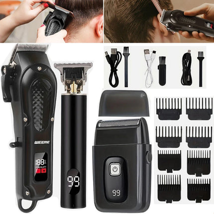 Men's Hair Clippers Beard Trimmer Cordless Electric Shaver Haircut Grooming Kit