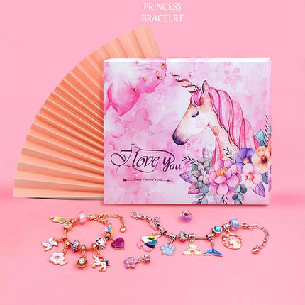 24Pcs Unicorn Christmas Charm DIY Bracelet Advent Calendar Jewelry Kit Set Gift