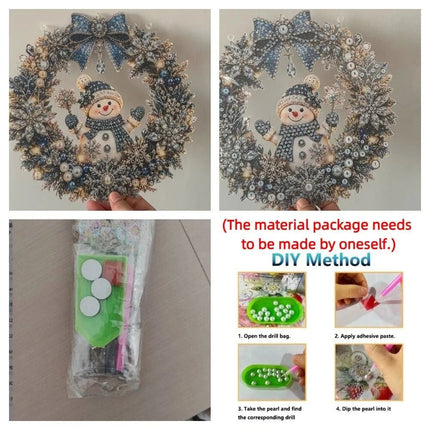 Unfinished Christmas Snowman Diamond Painting Kit Xmas Ornament Kit Window Decor Style A