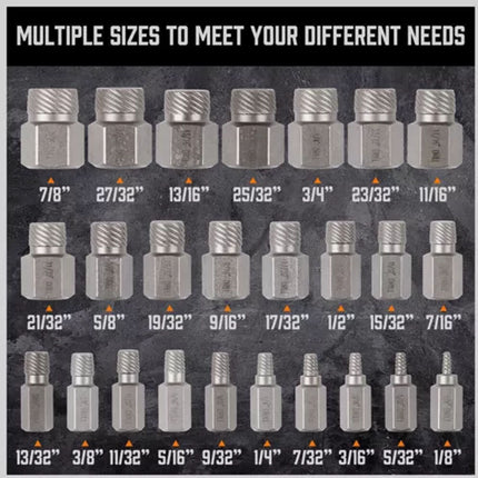 25-Piece Damaged Screw Extractor Set Multi-Spline Easy Out Broken Bolt Remover