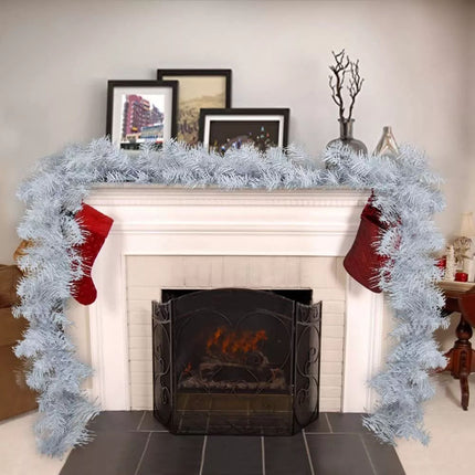 2.7m/9ft Artificial Pine White Christmas Garland Xmas Tree Fireplace Decorations