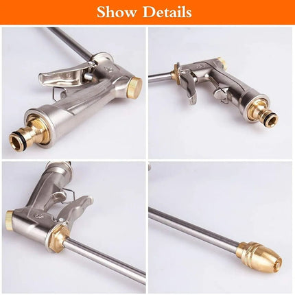 High Pressure Water Spray Gun Brass Nozzle Garden Hose Pipe Lawn Car Wash Long