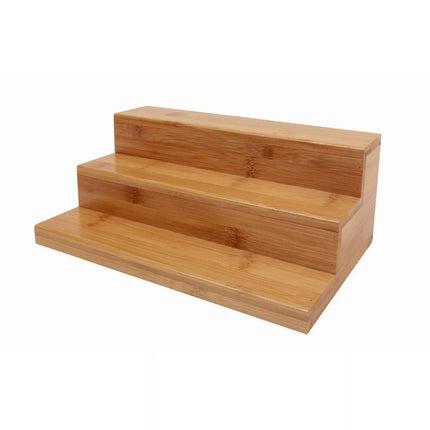 3-Tier Bamboo Spice Rack Step Shelf Wooden Shelf Stairs Stand Storage Organiser
