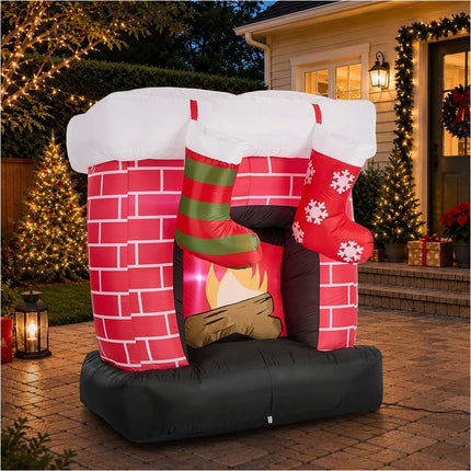 1.5M Christmas Inflatable Fireplace LED Light Indoor Outdoor Decor
