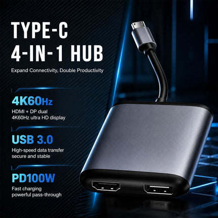 Type C to USB-C HDMI USB 3.0 Adapter Converter Cable 3 in 1 Hub For MacBook AIR