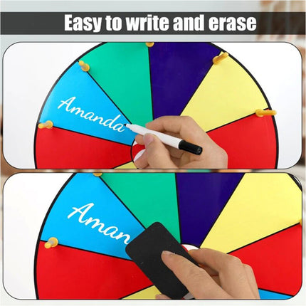 12" Spinning Wheel for Prizes 10 Slots Color Prize Wheel with Heavy Duty Base