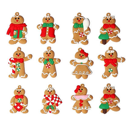 12Pcs Gingerbread Man Gift Tree Decor Christmas Tree Hanging Pendant Ornament