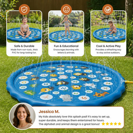 Inflatable Water Splash Mat  Outdoor Sprinkler Pad Wading Play Pool Toy