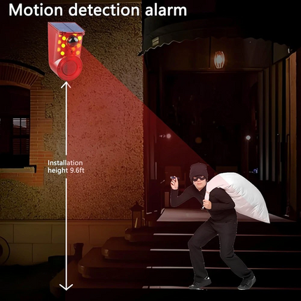 Solar Alarm LED Light Solar Strobe Light Wireless Motion Sensor Detector Outdoor