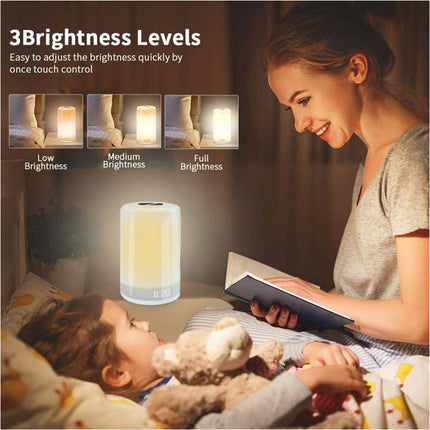 7 Color Wake up Light Sunrise Alarm Clock LED Touch Bedside Sounds Night Lamp