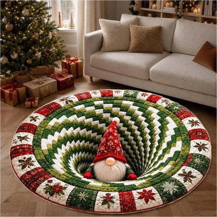 Christmas 2D Flat Printed Rug - Santa Claus Quilted Round Mat, Non-Slip Rugs 80CM