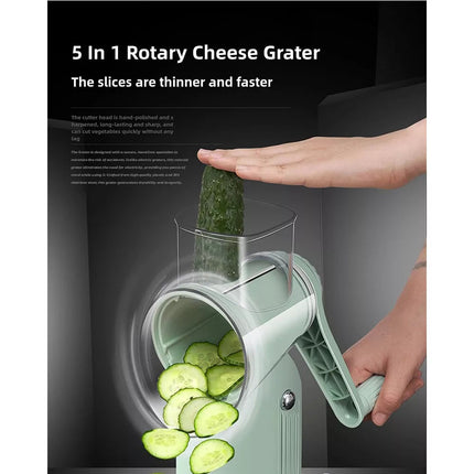 5 in 1 Rotary Cheese Grater Vegetable Handheld Fruit Vegetable Slicer Shredder