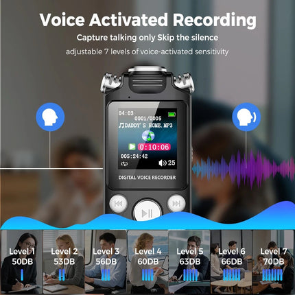 Pro Digital Audio Recorder Dictaphone Audio MP3 Player Sound Voice Recording Au