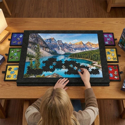 Felt Puzzle Platform Tilting Jigsaw Puzzle Board Adjustable Stand With 6 Drawers