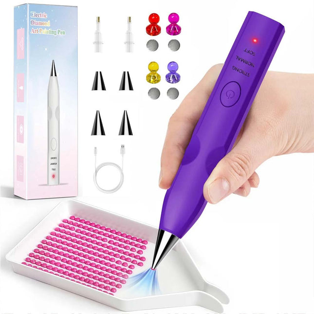 Cordless Electric Diamond Painting Pen Art Vacuum Pen Portable Rechargeable Nail Art Purple