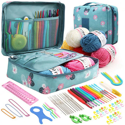 179Pcs Beginner Crochet Hooks Kit 5 Roll Yarn Knitting Needles Sewing Tools Set