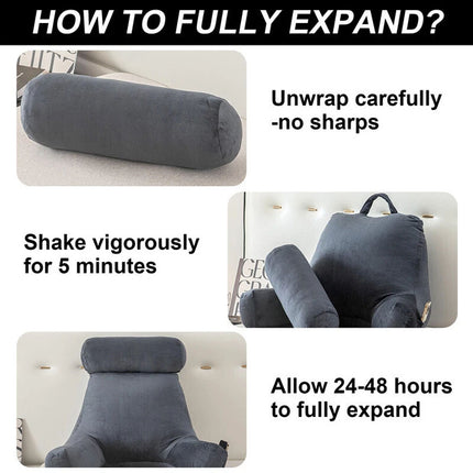 Back Rest Pillow Neck Lumbar Bed Backrest Reading Support Chair Cushion Grey AUS