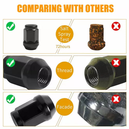 24PCS M12x1.25mm Thread Black Extended Open Ended Steel Wheel Tuner Lug Nuts Set