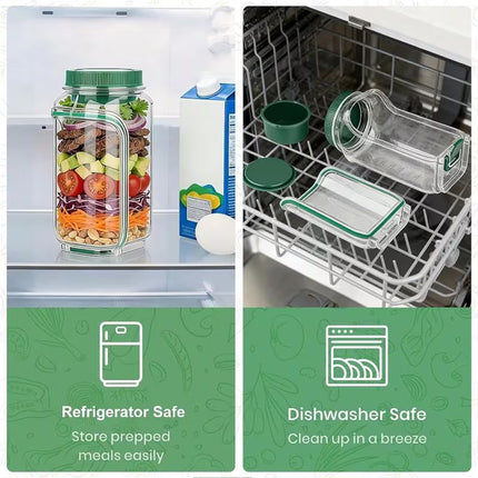 2Pcs Upgrade Salad Container Leakproof Salad Jar Meal Prep Salad Pod Side Opening