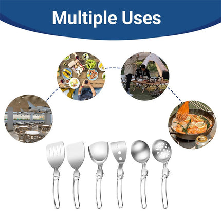 Camping Kitchen Utensil Set 6 PCS Compact Folding Cooking Spoon Spatula Colander