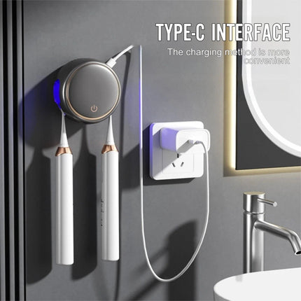 UV Toothbrush Cleaner Sanitizer Holder Air Drying USB Rechargeable Wall Mount