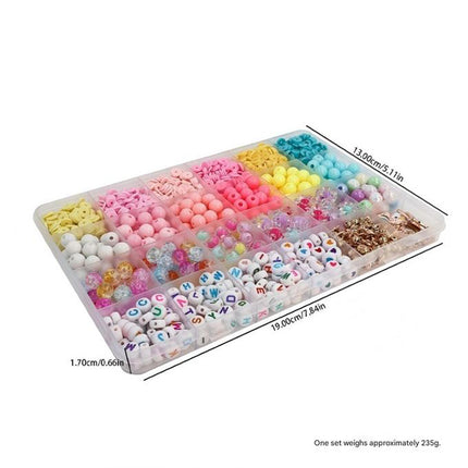1340Pcs Flat Clay Beads+Round Loose Beads+Pendants Kit Craft DIY For Bracelet