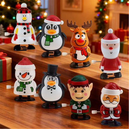 8 Pack Christmas Wind Up Walking Toys Metal Mechanical Figures Party Favors