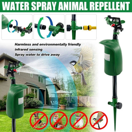 Motion Activated Garden Animal Deterrent Repeller Sprinkler Bird Cat Pest Scarer