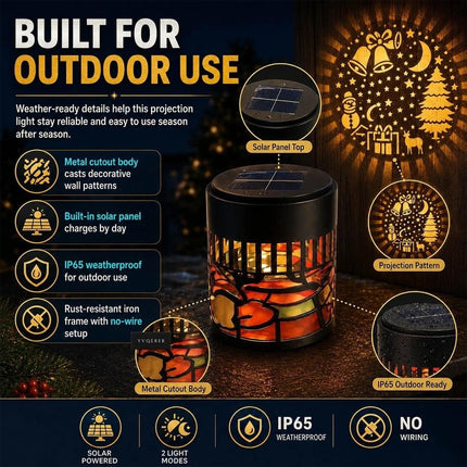 Solar Outdoor Decorative Wall Santa Claus Projection Light Christmas Decor