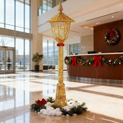 Christmas Lamp Post with LIghts Indoor Outdoor Solar and Plug in Light Garden