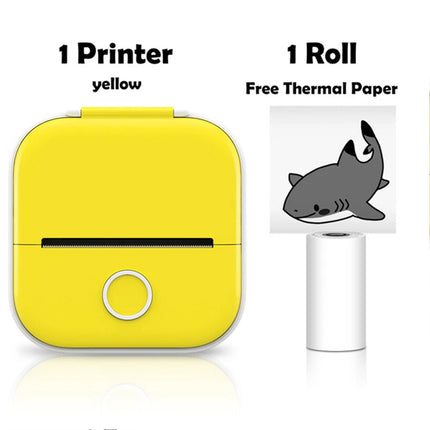 T02 Mini Pocket Bluetooth Thermal Printer Wireless Photo Inkless Sticker Yellow