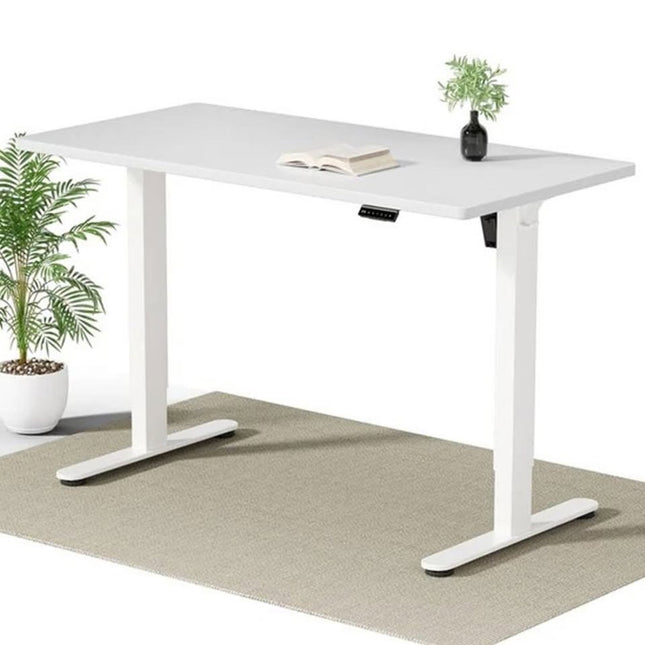 White Height Adjustable Sit Stand Table Office Electric Desk